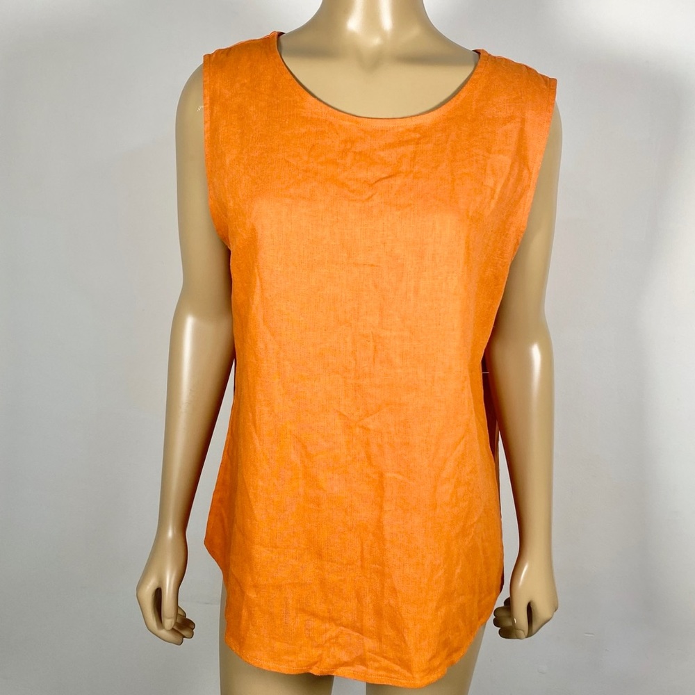 Portsaid Women’s NWT Size 46 Orange Linen Blend Sleeveless Tank Lagenlook